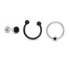 Thumbnail Image 0 of 016 Gauge Black Cubic Zirconia Three Piece Ring and Barbell Set in Stainless Steel and Black IP