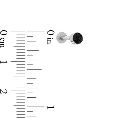 016 Gauge Black Cubic Zirconia Three Piece Ring and Barbell Set in Stainless Steel and Black IP