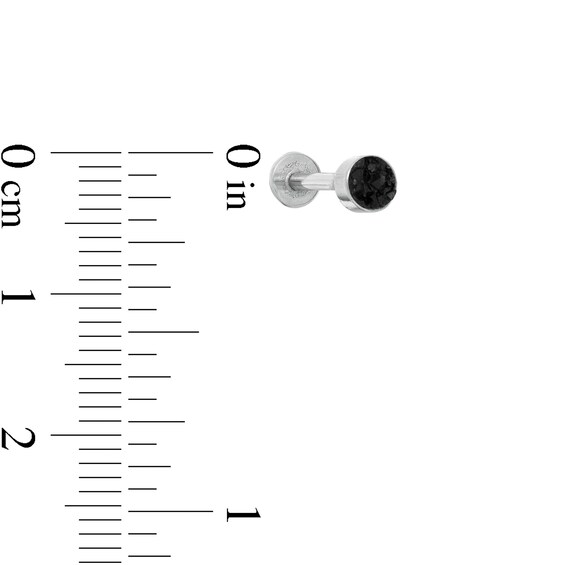016 Gauge Black Cubic Zirconia Three Piece Ring and Barbell Set in Stainless Steel and Black IP