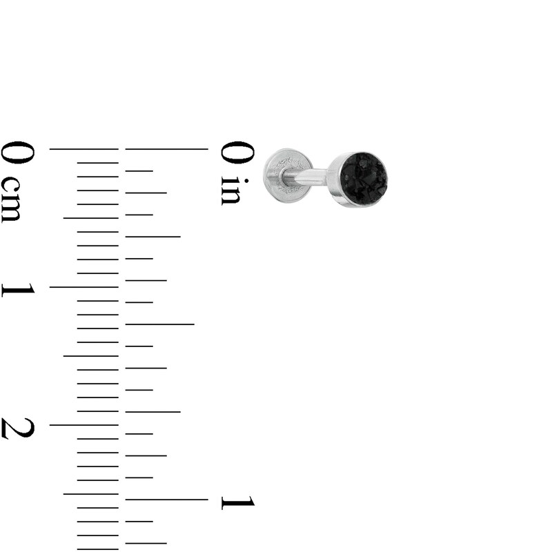 016 Gauge Black Cubic Zirconia Three Piece Ring and Barbell Set in Stainless Steel and Black IP