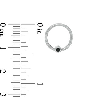 016 Gauge Black Cubic Zirconia Three Piece Ring and Barbell Set in Stainless Steel and Black IP