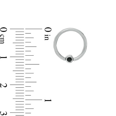 016 Gauge Black Cubic Zirconia Three Piece Ring and Barbell Set in Stainless Steel and Black IP