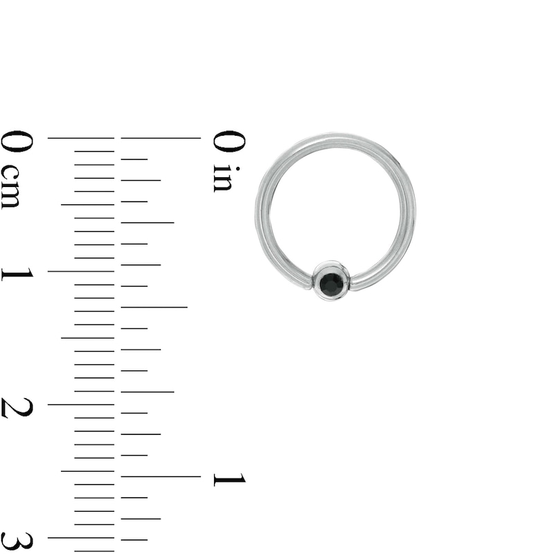 016 Gauge Black Cubic Zirconia Three Piece Ring and Barbell Set in Stainless Steel and Black IP