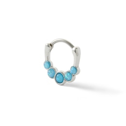 018 Gauge Lab-Created Blue Opal and Blue Zirconia Five Stone Cartilage Hoop in Solid Stainless Steel