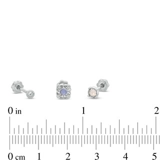 018 Gauge Iridescent Cubic Zirconia Cartilage Barbell Set in Stainless Steel