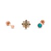 018 Gauge Blue, Green and Iridescent Cubic Zirconia Cartilage Barbell Set in Stainless Steel with Rose IP