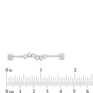 014 Gauge Cubic Zirconia Wave Industrial Cartilage Barbell in Stainless Steel