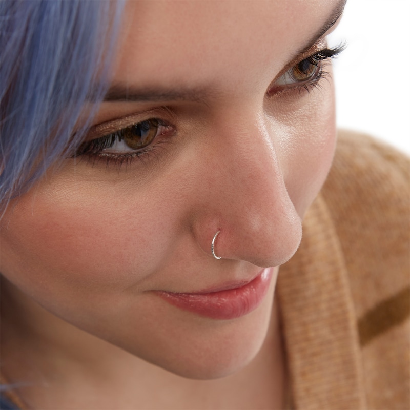 022 Gauge Curved Bar and Bead Textured Three Piece Nose Ring Set in  Semi-Solid Sterling Silver | Banter