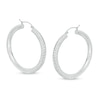 Thumbnail Image 1 of 40mm Diamond-Cut Tube Hoop Earrings in 14K White Gold