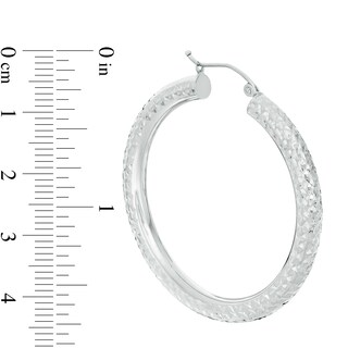 40mm Diamond-Cut Tube Hoop Earrings in 14K White Gold