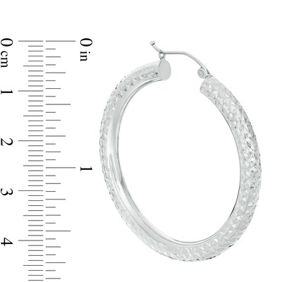 40mm Diamond-Cut Tube Hoop Earrings in 14K White Gold