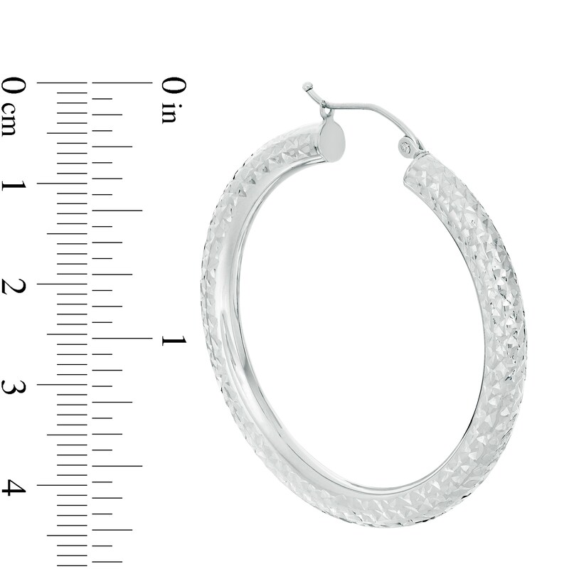 Main Image 2 of 40mm Diamond-Cut Tube Hoop Earrings in 14K White Gold