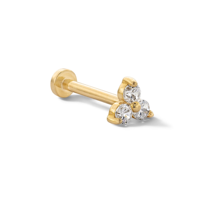 14K Tube Gold CZ Cluster Stud - 18G 5/16"