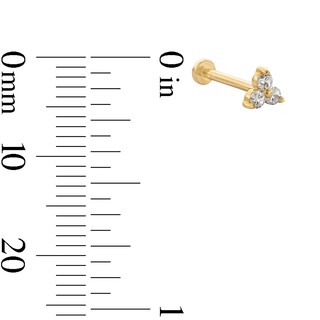 14K Tube Gold CZ Cluster Stud - 18G 5/16"