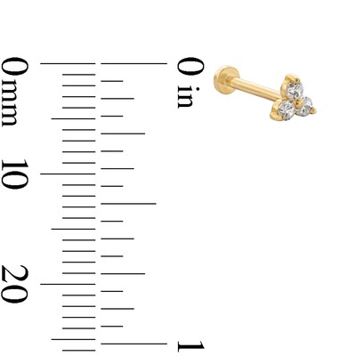 14K Tube Gold CZ Cluster Stud - 18G 5/16"