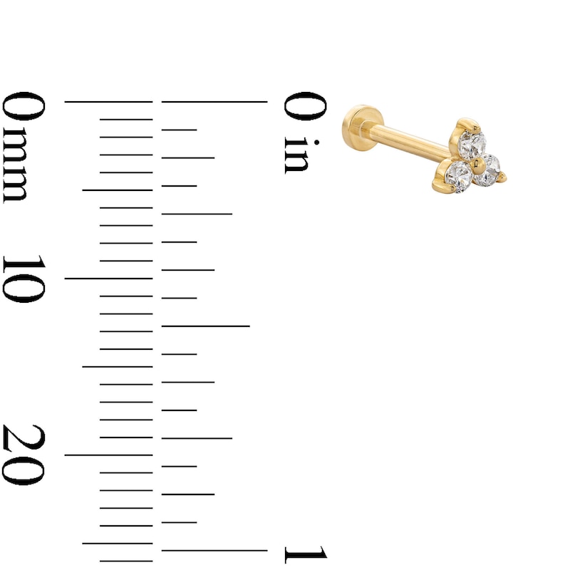 Main Image 2 of 14K Tube Gold CZ Cluster Stud - 18G 5/16"