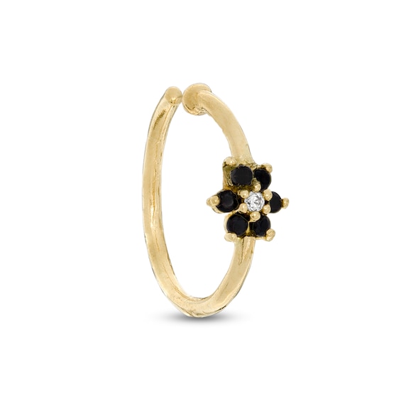 020 Gauge Cubic Zirconia Flower Nose Ring in 14K Gold