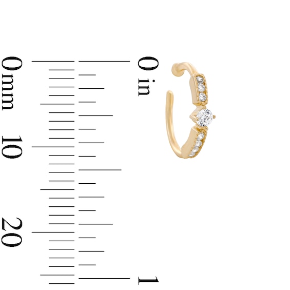 14K Solid Gold CZ Nose Hoop - 20G