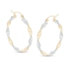 Thumbnail Image 0 of 30mm Diamond-Cut Twist Hoop Earrings in 14K Tube Hollow Two-Tone Gold