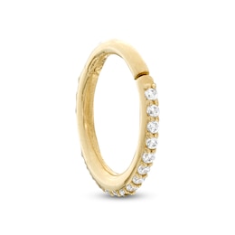 10K Solid Gold CZ Lined Clicker Hoop - 20G