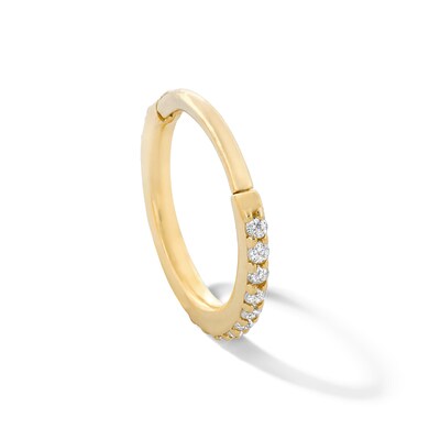 10K Solid Gold CZ Lined Clicker Hoop - 20G