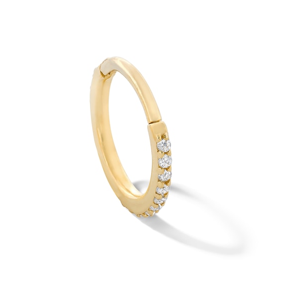 10K Solid Gold CZ Lined Clicker Hoop - 20G