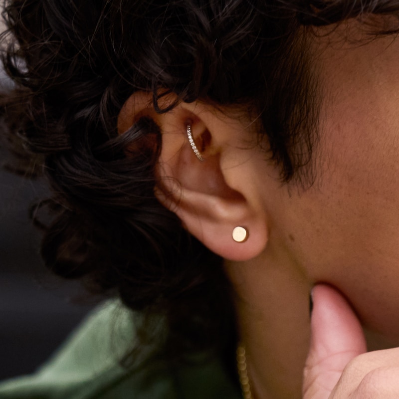 Main Image 2 of 10K Solid Gold CZ Lined Clicker Hoop - 20G