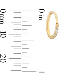 10K Solid Gold CZ Lined Clicker Hoop - 20G