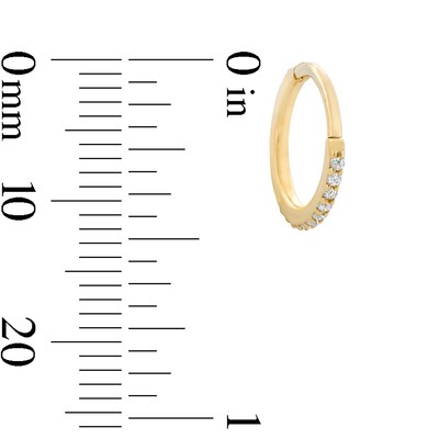 10K Solid Gold CZ Lined Clicker Hoop - 20G