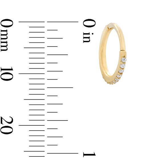 10K Solid Gold CZ Lined Clicker Hoop - 20G