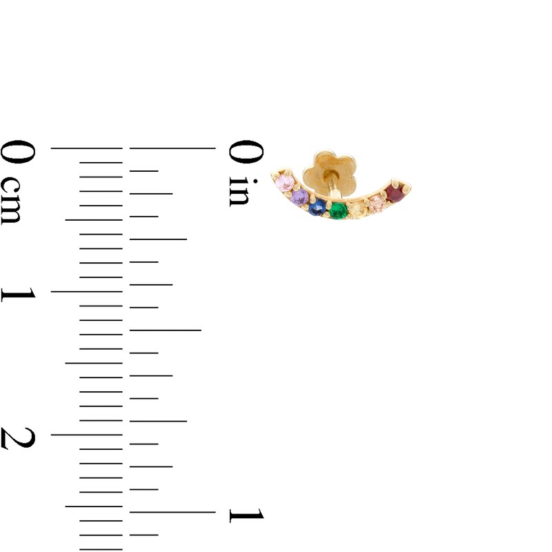 Main Image 2 of Multi-Color Cubic Zirconia 019 Gauge Curved Bar Cartilage Barbell in 14K Gold