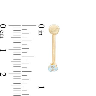 014 Gauge Blue Cubic Zirconia Belly Button Ring in 10K Gold