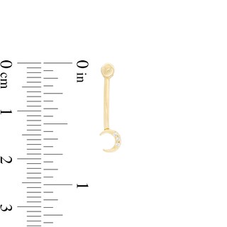 016 Gauge Cubic Zirconia Crescent Moon Belly Button Ring in 10K Gold