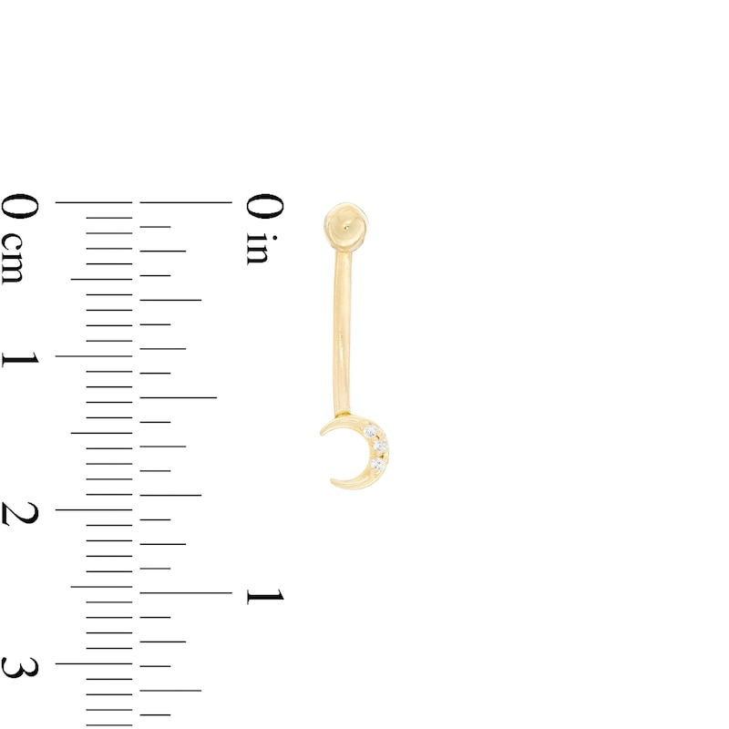 016 Gauge Cubic Zirconia Crescent Moon Belly Button Ring in 10K Gold