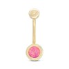 Thumbnail Image 1 of 014 Gauge Pink Simulated Opal Bezet-Set Belly Button Ring in 10K Gold
