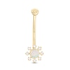 Thumbnail Image 1 of 016 Gauge Simulated Opal and Cubic Zirconia Starburst Belly Button Ring in 10K Gold