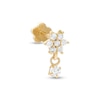 Thumbnail Image 0 of 14K Tube Gold CZ Flower Dangle Stud - 18G 5/16"
