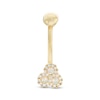 Thumbnail Image 0 of 014 Gauge Simulated Opal and Cubic Zirconia Three Stone Belly Button Ring in 10K Gold
