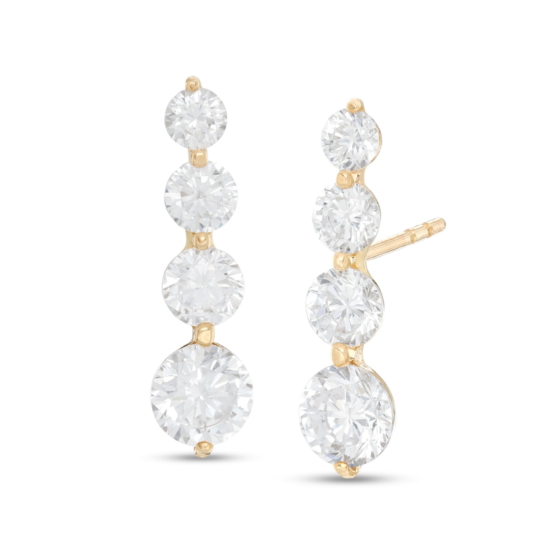 Cubic Zirconia Graduated Stud Earrings in 10K Gold