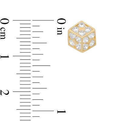 Cubic Zirconia Dice Stud Earrings in 10K Gold