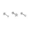 Thumbnail Image 0 of Solid Stainless Steel CZ and Crystal Three Piece Stud Set - 16G 5/16"