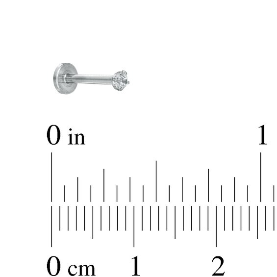 Solid Stainless Steel CZ Three Piece Stud Set - 16G 5/16"