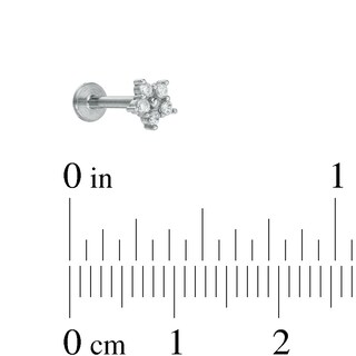 Solid Stainless Steel CZ Three Piece Stud Set - 16G 5/16"