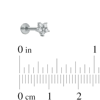 Solid Stainless Steel CZ Three Piece Stud Set - 16G 5/16"