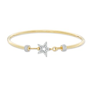 Cubic Zirconia Star Bangle in 10K Gold Bonded Sterling Silver