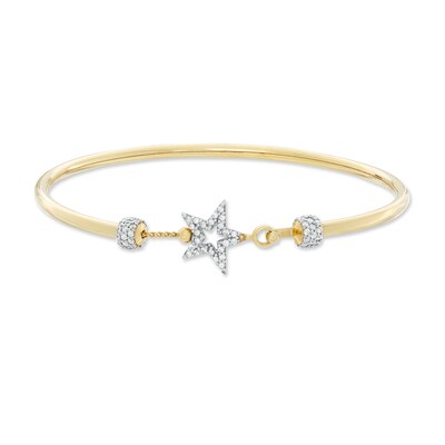 Cubic Zirconia Star Bangle in 10K Gold Bonded Sterling Silver