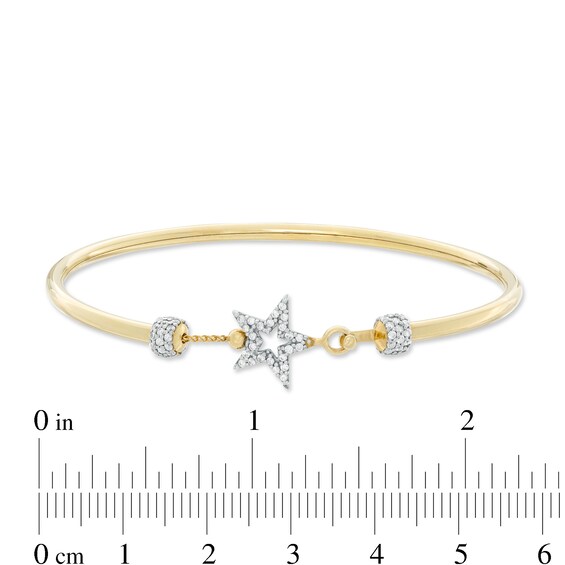 Cubic Zirconia Star Bangle in 10K Gold Bonded Sterling Silver