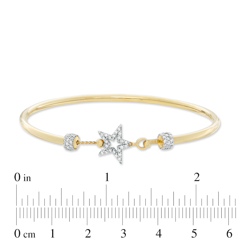 Cubic Zirconia Star Bangle in 10K Gold Bonded Sterling Silver