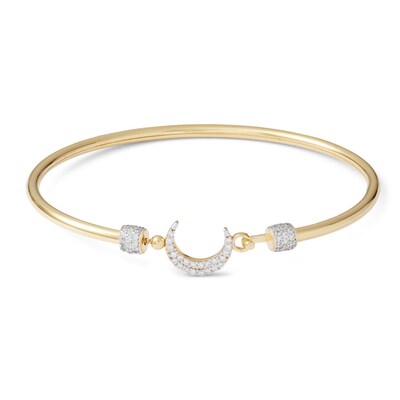 Cubic Zirconia Moon Bangle in 10K Gold Bonded Sterling Silver