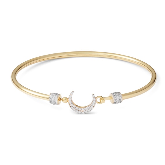 Cubic Zirconia Moon Bangle in 10K Gold Bonded Sterling Silver